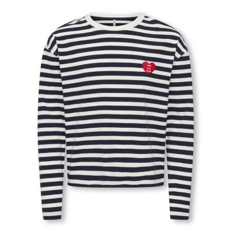 KIDS ONLY Livina L/S Stribet Bluse - Sort