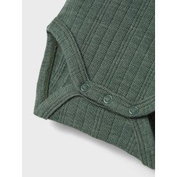 NAME IT Baby Uld L/S Bodystocking - Duck Green