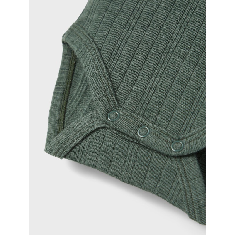 NAME IT Baby Uld L/S Bodystocking - Duck Green