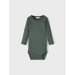 NAME IT Baby Uld L/S Bodystocking - Duck Green