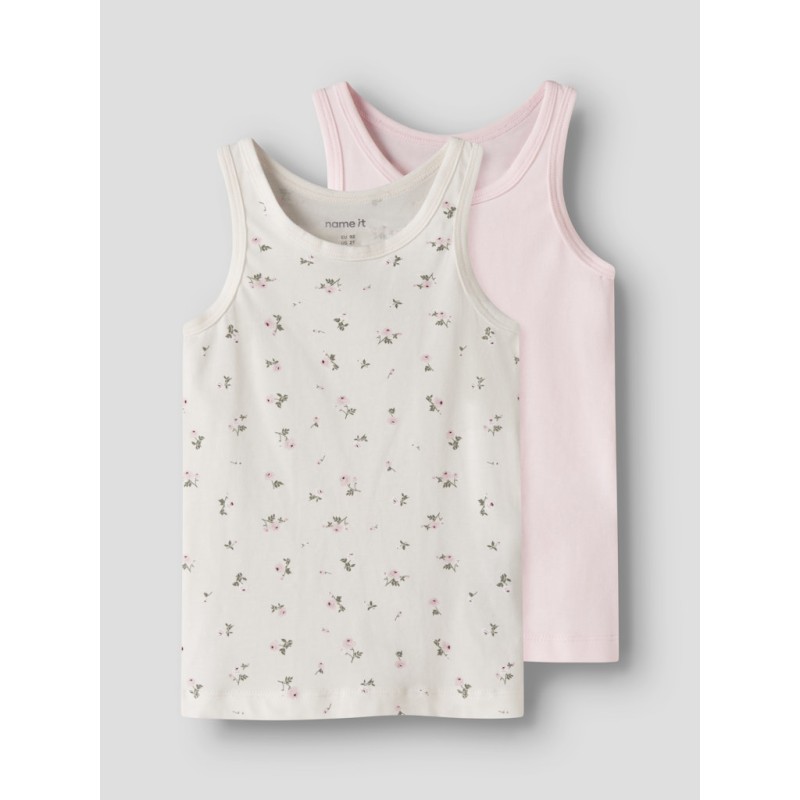 NAME IT Mini Blomster Tank Top 2-pak - Jet Stream