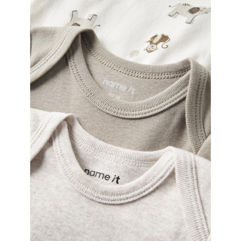 NAME IT Baby Bodystocking Animal 3-pak - Jet Stream