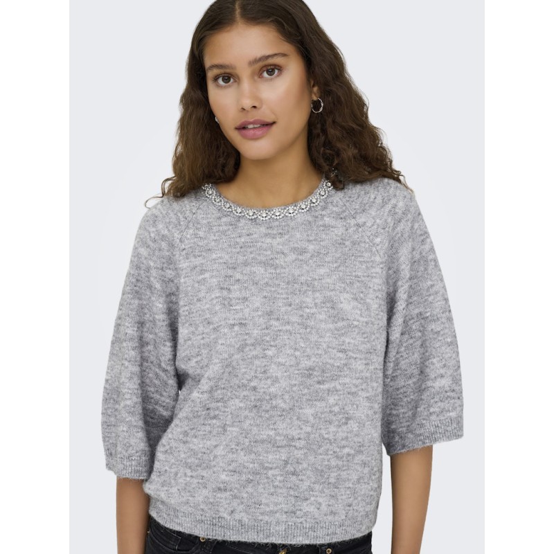 JDY Alva 3/4 Pyntet Strik - Medium Grey Melange