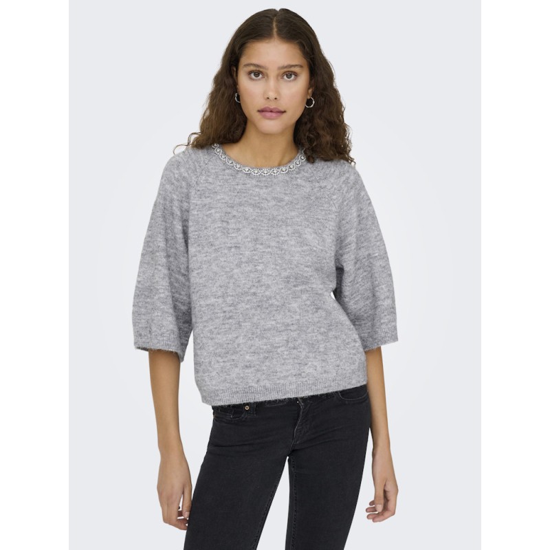 JDY Alva 3/4 Pyntet Strik - Medium Grey Melange