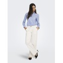 JDY Mio L/S Skjorte - Cashmere Blue/Hvid & Brun