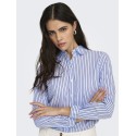 JDY Mio L/S Skjorte - Cashmere Blue/Hvid & Brun