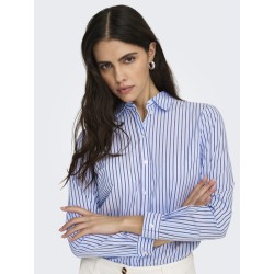 JDY Mio L/S Skjorte - Cashmere Blue/Hvid & Brun