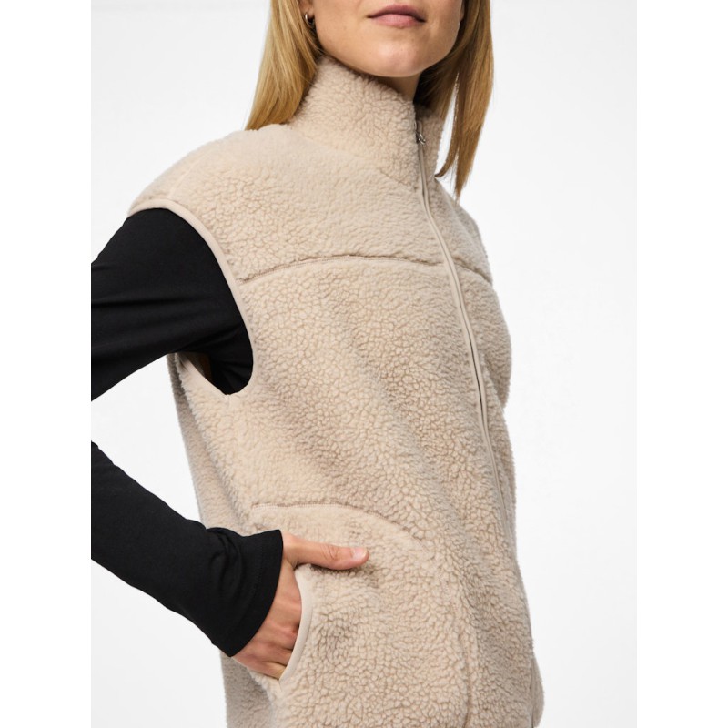 PIECES Sadia Teddy Vest - Silver Gray