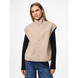 PIECES Sadia Teddy Vest - Silver Gray