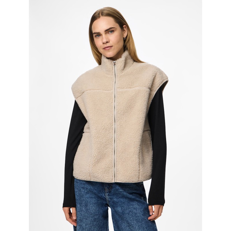 PIECES Sadia Teddy Vest - Silver Gray