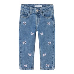 NAME IT Mini Bella Mom fit Jeans - Medium Blue / Sløjfe