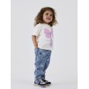 NAME IT MINI pige - Bella Mom fit Jeans - Medium Blue / Sløjfe
