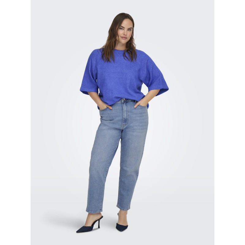 ONLY CARMAKOMA Emily Stretch HW Straight Ankel Denim Jeans - Light Blue Denim