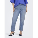 ONLY CARMAKOMA Emily Stretch HW Straight Ankel Denim Jeans - Light Blue Denim