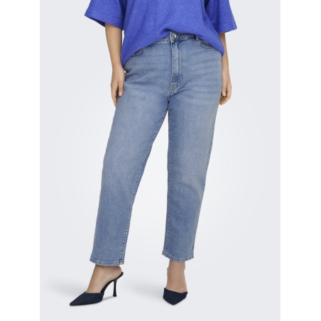 ONLY CARMAKOMA Emily Stretch HW Straight Ankel Denim Jeans - Light Blue Denim