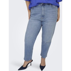 ONLY CARMAKOMA Mily Stretch HW Straight Ankel Denim Jeans - Light Blue Denim