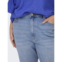 ONLY CARMAKOMA Mily Stretch HW Straight Ankel Denim Jeans - Light Blue Denim