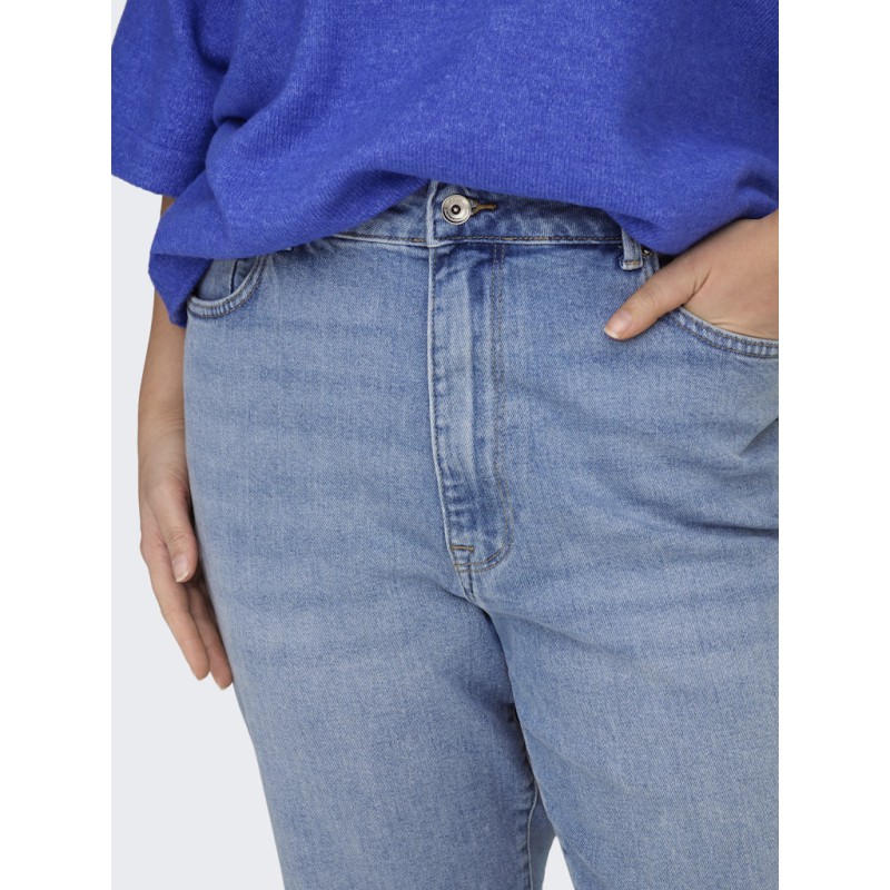 ONLY CARMAKOMA Emily Stretch HW Straight Ankel Denim Jeans - Light Blue Denim