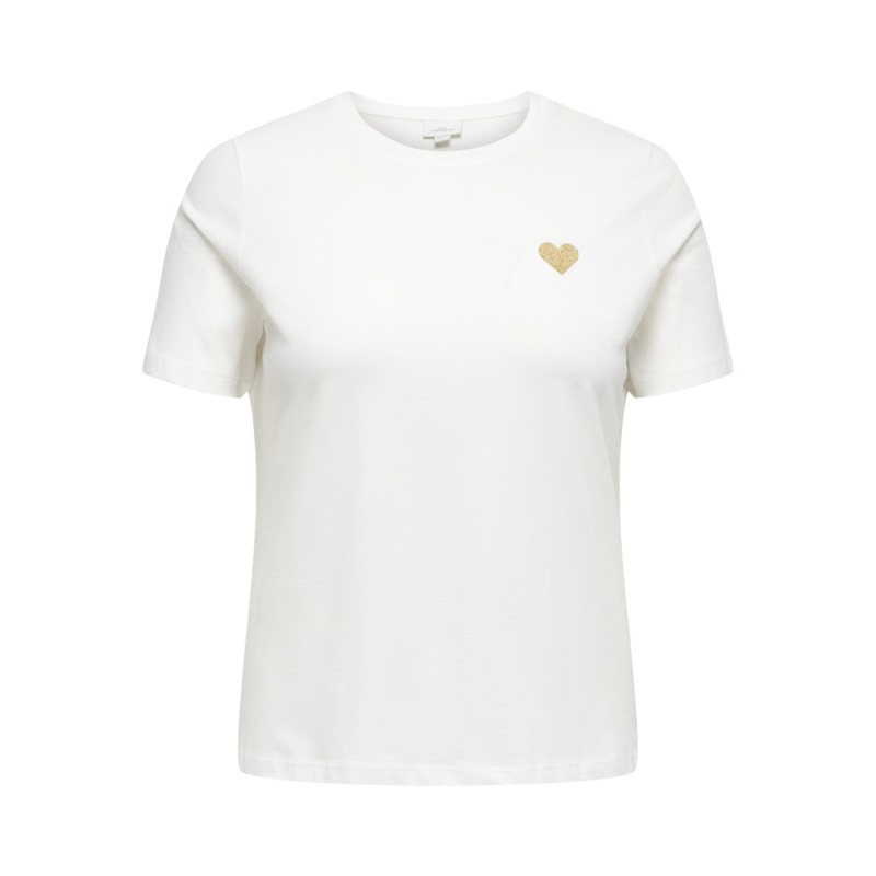 ONLY CARMAKOMA Kita S/S Logo Top - Cloud Dancer