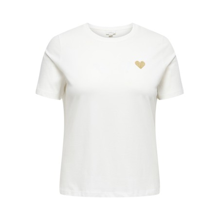 ONLY CARMAKOMA Kita S/S Logo Top - Cloud Dancer