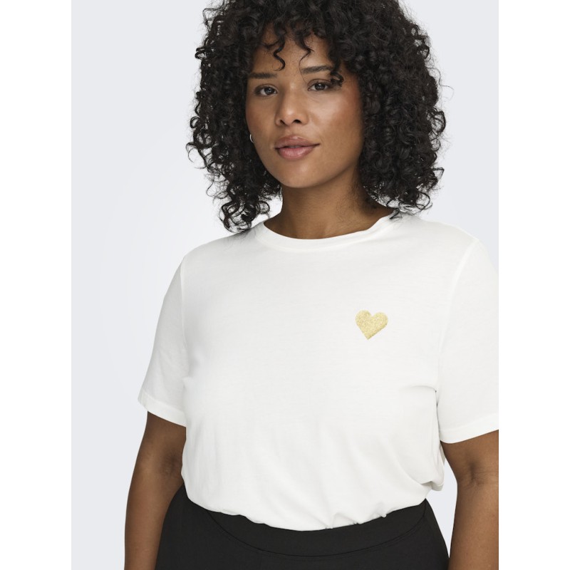 ONLY CARMAKOMA Kita S/S Logo Top - Cloud Dancer