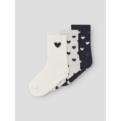 NAME IT Mini Tua 3-pak Hjerte Strømper - Light Grey Melange