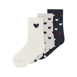 NAME IT Mini Tua 3-pak Hjerte Strømper - Light Grey Melange