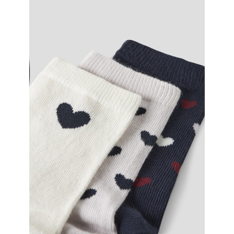 NAME IT Mini Tua 3-pak Hjerte Strømper - Light Grey Melange
