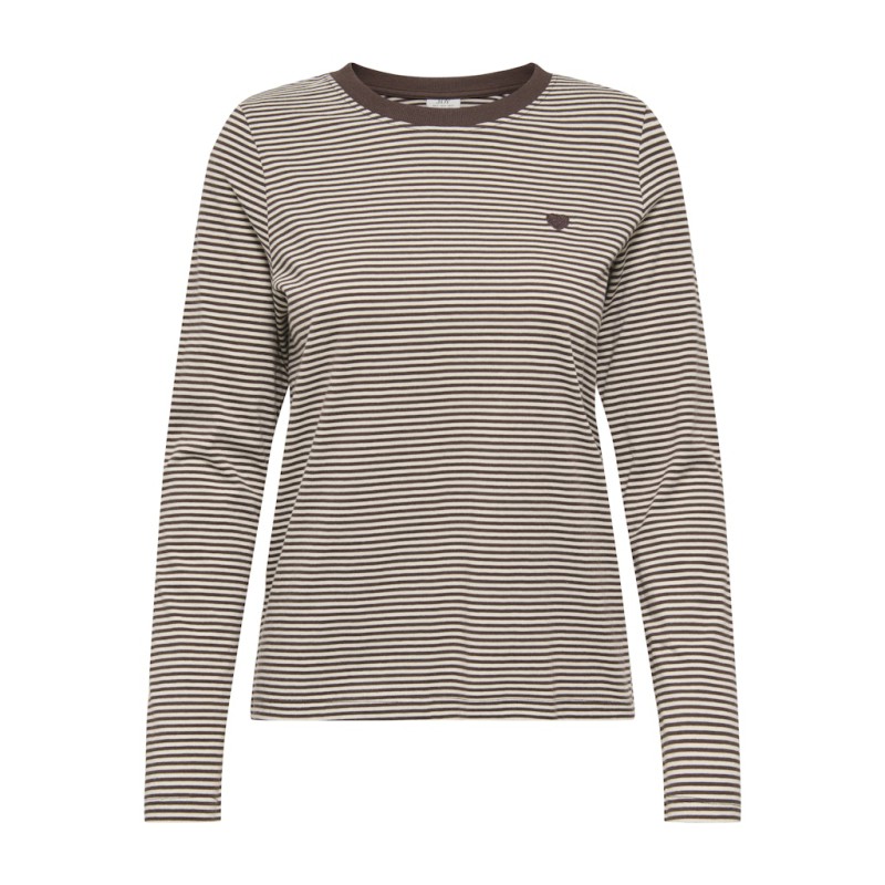 JDY Pisa L/S Print Bluse - Coffee Bean / Sandshell