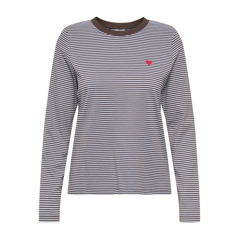 JDY Pisa L/S Print Bluse - Coffee Bean / Kentucky Blue