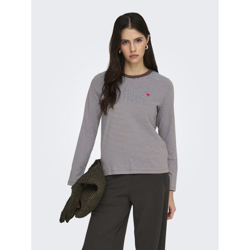 JDY Pisa L/S Print Bluse - Coffee Bean / Kentucky Blue