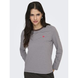 JDY Pisa L/S Print Bluse - Coffee Bean / Kentucky Blue