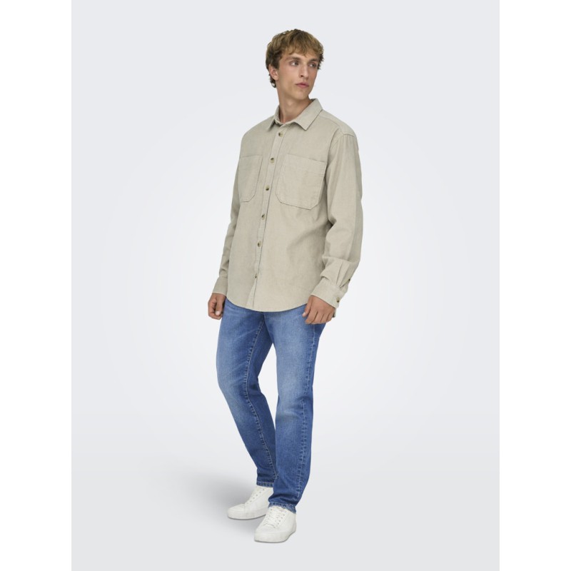 ONLY & SONS Fløjl Overshirt - Silver Linning