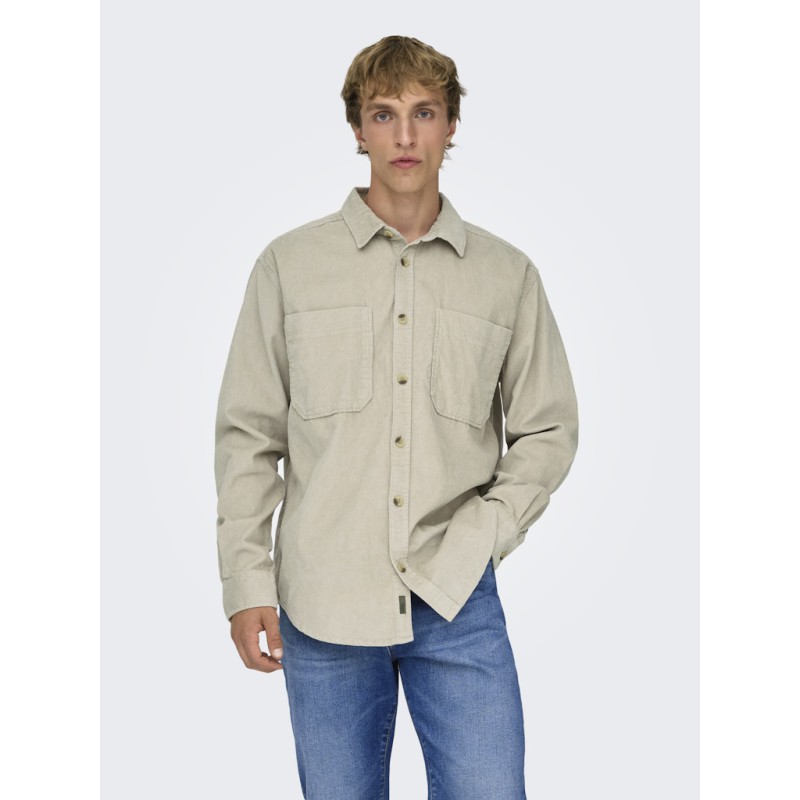 ONLY & SONS Fløjl Overshirt - Silver Linning