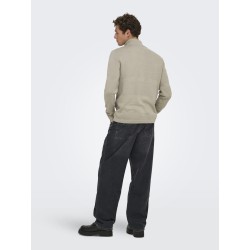 ONLY & SONS Malik Regular Strik Lynlås Cardigan - Silver Linning