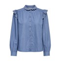ONLY Piper Frill Denim Skjorte - Medium Blue Denim