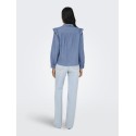 ONLY Piper Frill Denim Skjorte - Medium Blue Denim