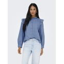ONLY Piper Frill Denim Skjorte - Medium Blue Denim