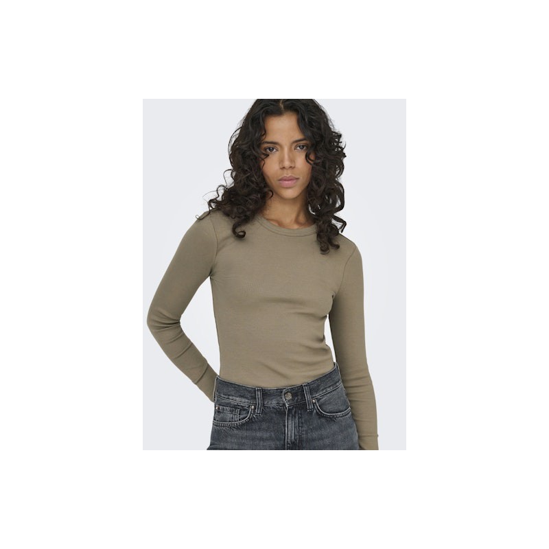 ONLY Val L/S O-Neck Top - Walnut