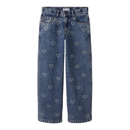 NAME IT Kids Rose Brede Rhinsten Jeans - Denim Blue