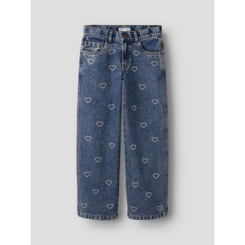 NAME IT Kids Rose Brede Rhinsten Jeans - Denim Blue
