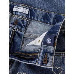 NAME IT Kids Rose Brede Rhinsten Jeans - Denim Blue