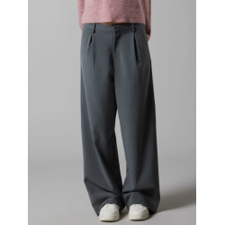 LMTD Luis Pleat Brede Bukser - Grey Melange