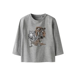 NAME IT Mini Thornton Regular L/S Bluse - Grey Melange