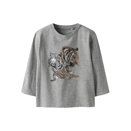NAME IT Mini Thornton Regular L/S Bluse - Grey Melange