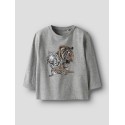NAME IT Mini Thornton Regular L/S Bluse - Grey Melange