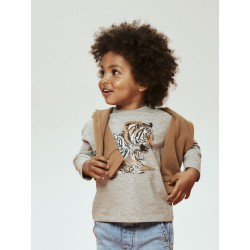 NAME IT Mini Thornton Regular L/S Bluse - Grey Melange