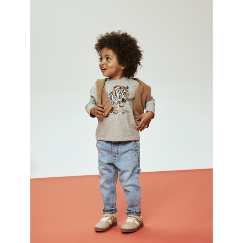 NAME IT Mini Thornton Regular L/S Bluse - Grey Melange