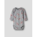 NAME IT Baby 3-pak Brandbil L/S Bodystocking - Grey Melange