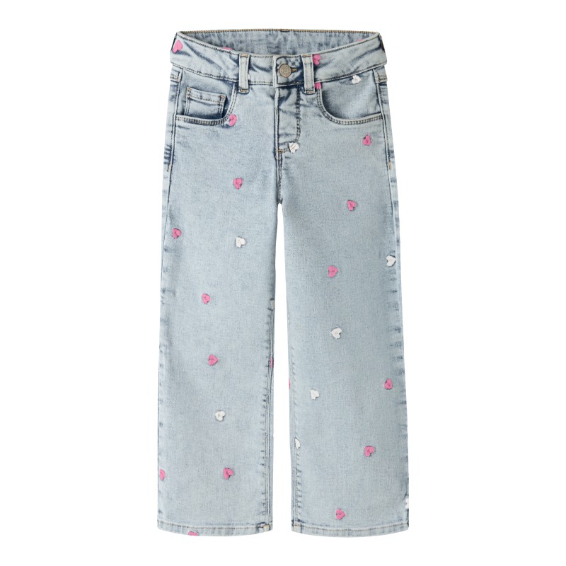 NAME IT MINI pige - Rose wide jeans - Light Blue Bleached